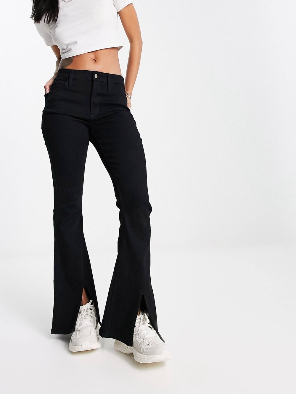 Hollister High-Rise Black Split Hem Flare Jeans Women’s 13S W31 L29